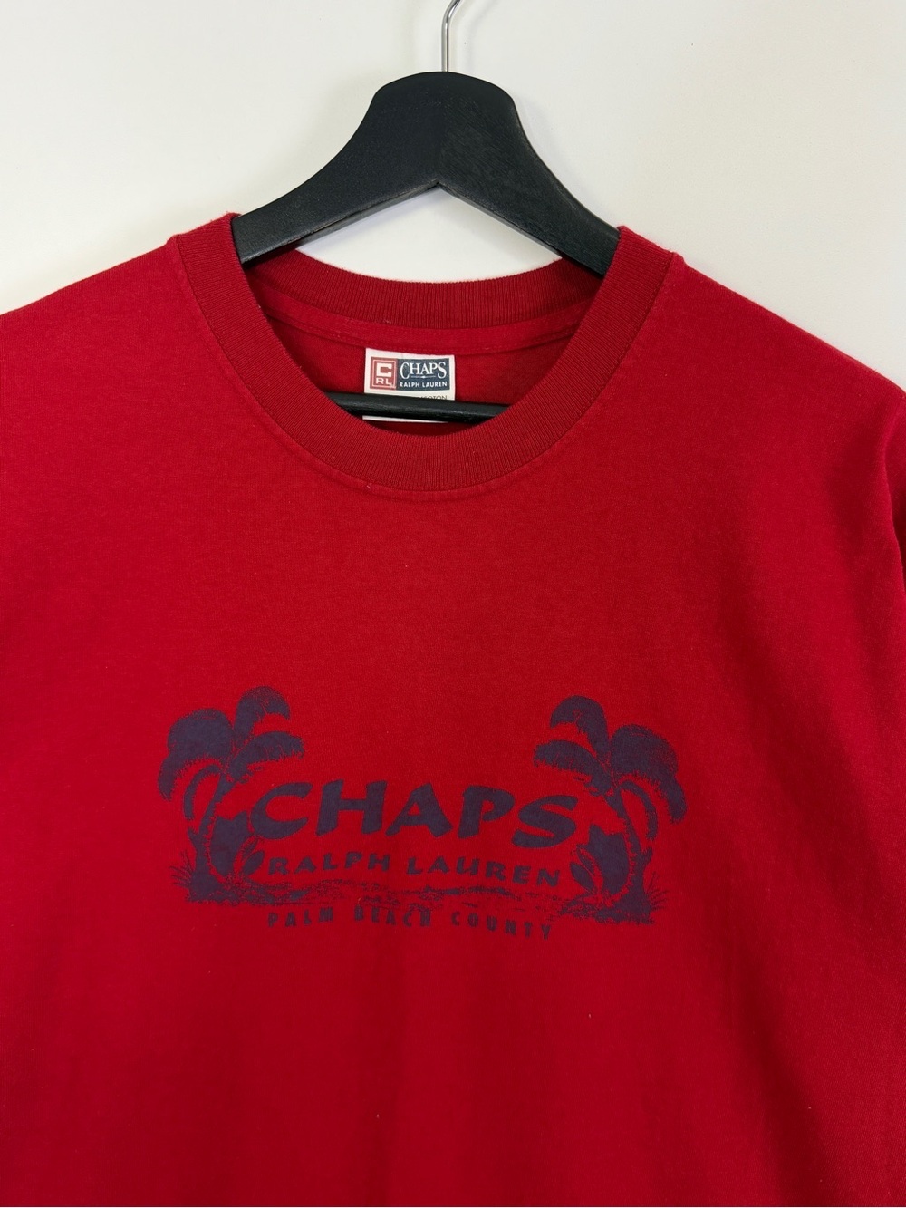 Vintage Chaps Ralph Lauren Palm Beach County T-Shirt Burgundy Red Y2K - Picture 3 of 8